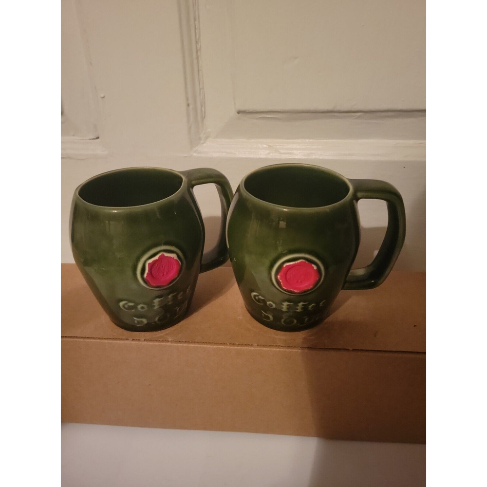 McCoy Green Coffee D.O.M. Mugs Cups Benedictine D.O.M. Liqueur Promo Set of 2